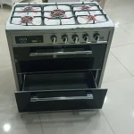 اجاق گاز ۵ شعله طرح فر صفحه استیل نو ماهان